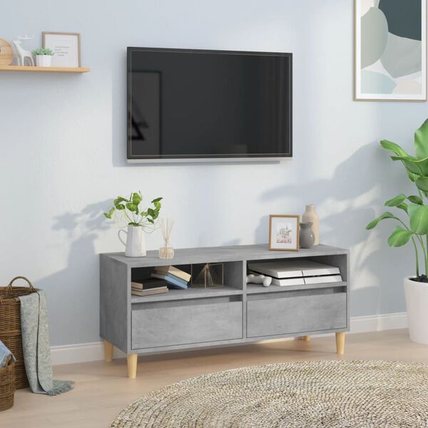 vidaXL Mueble de TV madera contrachapada gris hormig&oacute;n 100x34,5x44,5cm