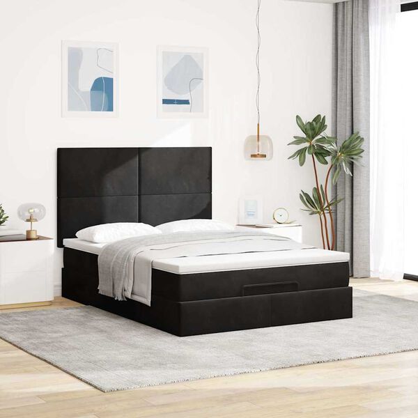 vidaXL Estructura de cama otomana con colchones terciopelo negro