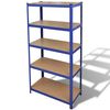 vidaXL Estanter&iacute;a almacenaje 5 niveles azul madera ingenier&iacute;a acero