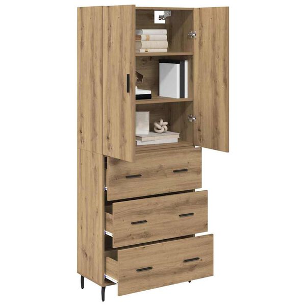 vidaXL Aparador alto con caj&oacute;n 2 pcs Roble artesanal