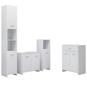 vidaXL Juego de muebles de ba&ntilde;o 4 piezas blanco