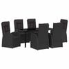 vidaXL Conjunto de Comedor de Jard&iacute;n 7 uds. Negro rat&aacute;n sint&eacute;tico