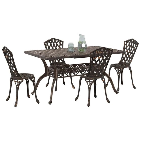 vidaXL Conjunto de Comedor de Jard&iacute;n 5 pcs Bronce Aluminio