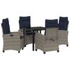 vidaXL Conjunto de Comedor de Jard&iacute;n 5 uds. Gris rat&aacute;n sint&eacute;tico