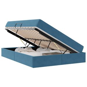 vidaXL Cama con almacenamiento y colch&oacute;n Azul Oscuro 140 x 190 cm
