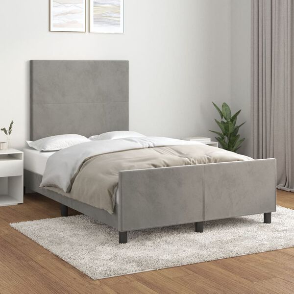 vidaXL Estructura de cama sin colch&oacute;n terciopelo gris claro 120x190 cm
