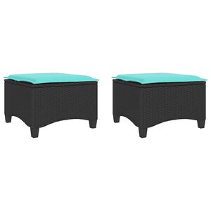 vidaXL Taburetes de jard&iacute;n con cojines 2 uds negro 55x55x36 cm