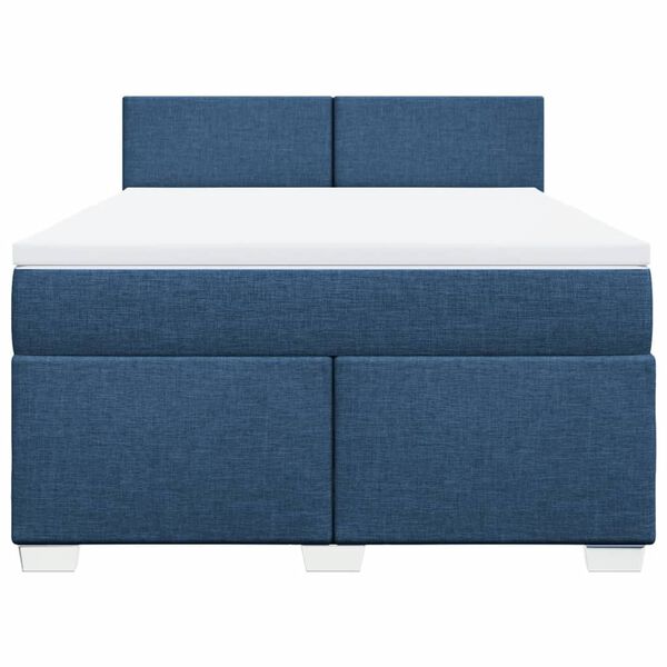 vidaXL Cama box spring con colch&oacute;n tela azul 140x200 cm