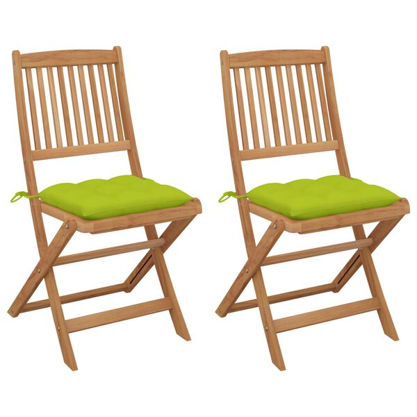 vidaXL Sillas de jard&iacute;n plegables 2 uds y cojines madera maciza acacia