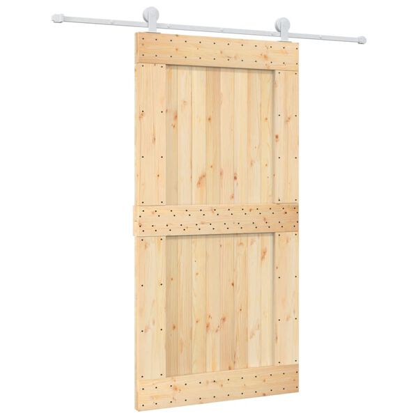 vidaXL Puerta corredera con herrajes madera maciza de pino 100x210 cm