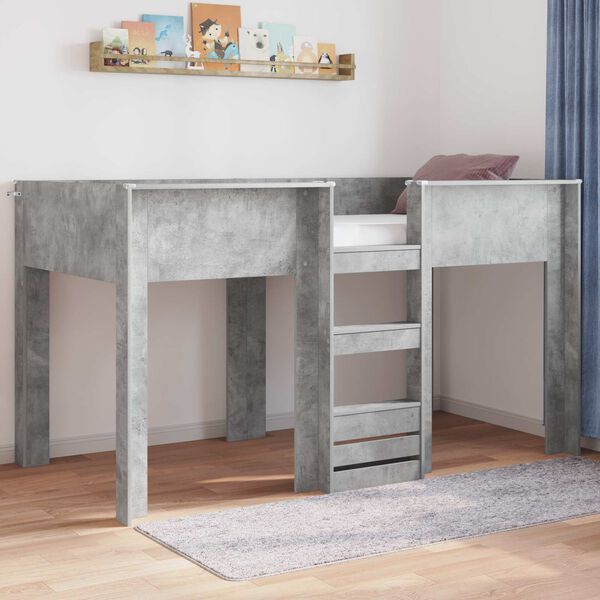 vidaXL Cama Litera para Ni&ntilde;os con colch&oacute;n Gris Concreto 100 x 200 cm