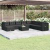 vidaXL Set de muebles de jard&iacute;n 9 pzas y cojines rat&aacute;n sint&eacute;tico negro