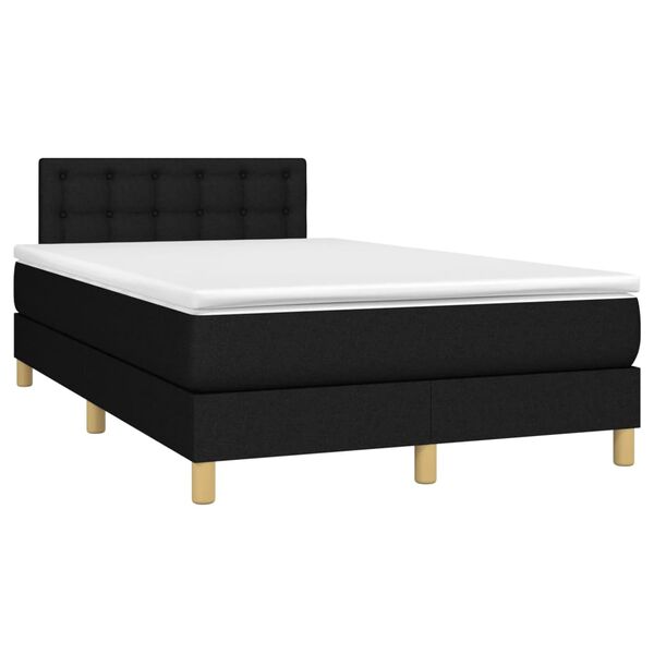 vidaXL Cama box spring con colch&oacute;n y luces LED tela negro 120x190 cm
