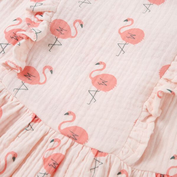 Vestido infantil con volantes rosa suave 92