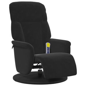 vidaXL Sill&oacute;n reclinable de masaje con reposapi&eacute;s terciopelo negro