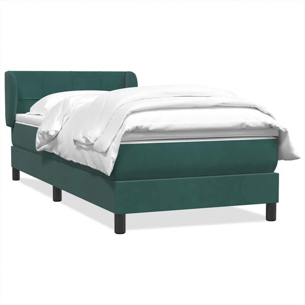 vidaXL Cama box spring con colch&oacute;n terciopelo verde oscuro 90x220 cm