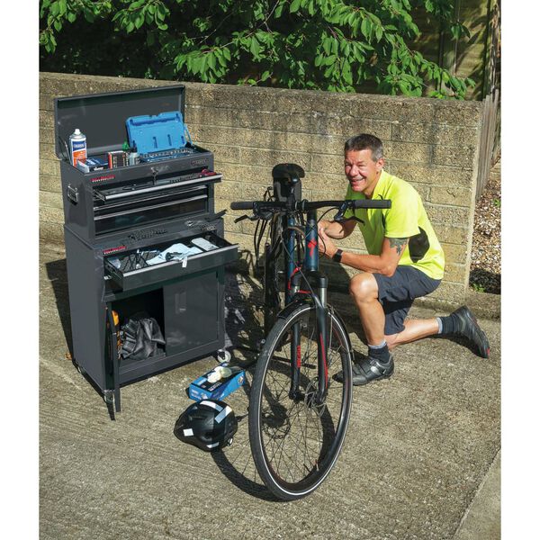 Draper Tools Armario y caja herramientas ruedas negro 61,6x33x99,8cm