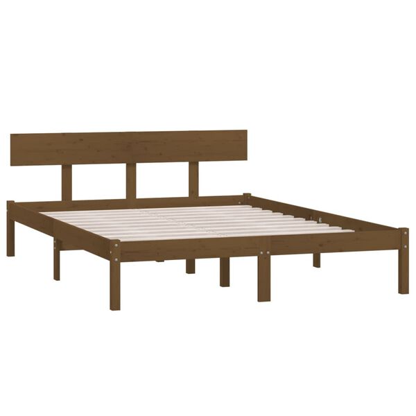 vidaXL Estructura cama sin colch&oacute;n madera maciza marr&oacute;n miel 120x200cm