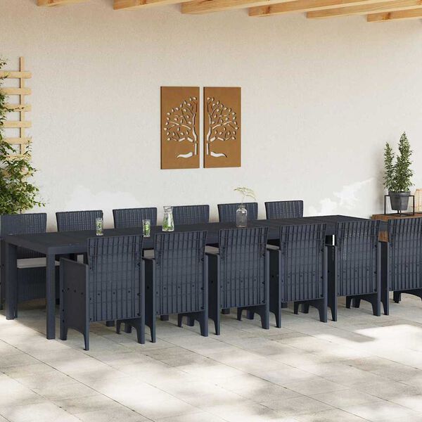 vidaXL Conjunto de Comedor de Jardín 13 pcs Antracita Ratan Polt