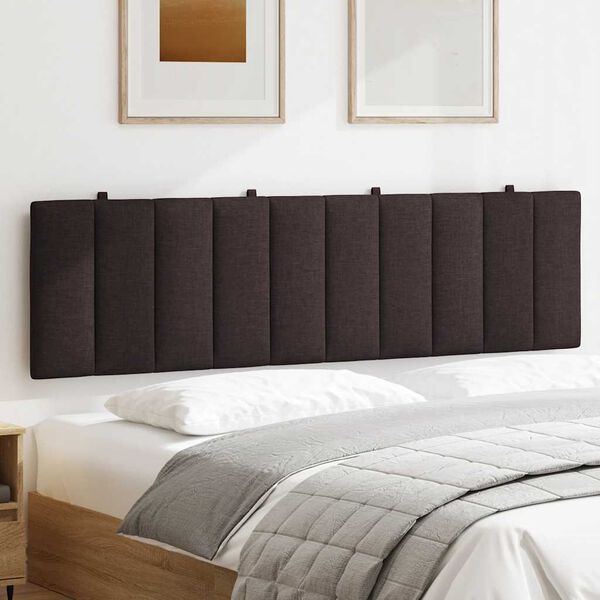 vidaXL Cabecero de cama acolchado Hanko tela marr&oacute;n oscuro 180 cm