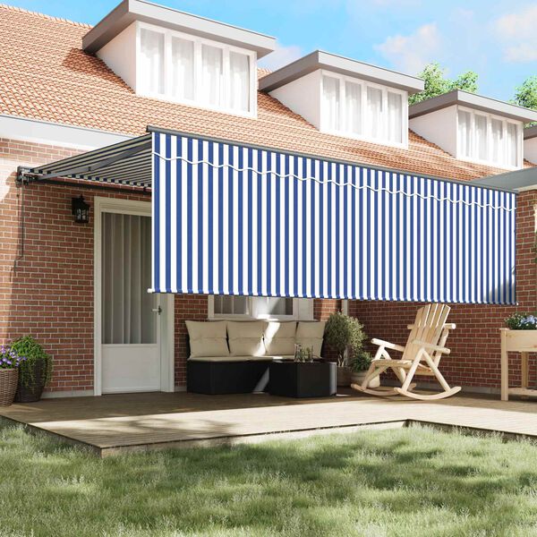vidaXL Toldo Retr&aacute;ctil Azul y 400 x 300 cm Poli&eacute;ster y Aluminio