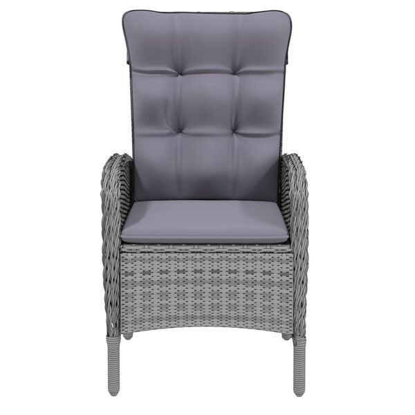 vidaXL Juego de comedor para jard&iacute;n 9 piezas rat&aacute;n sint&eacute;tico gris