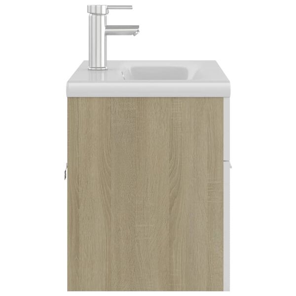 vidaXL Mueble con lavabo madera de ingeniería blanco y roble Sonoma