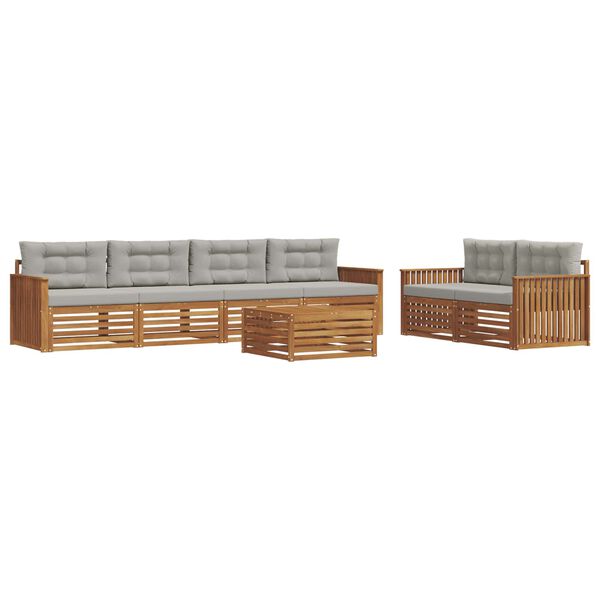 vidaXL Conjunto de sof&aacute;s de exterior 7 pcs Gris Natural y Claro