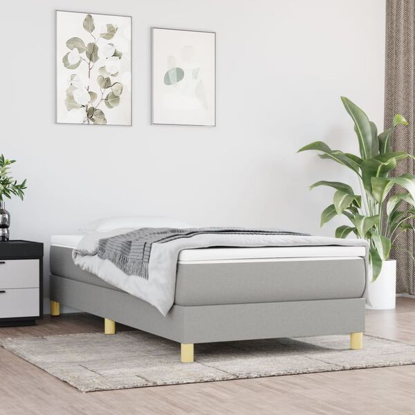 vidaXL Cama box spring con colchón tela gris claro 90x190 cm