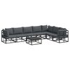 vidaXL Conjunto de sof&aacute;s de jard&iacute;n con coj&iacute;n 8 pcs Negro Aluminio