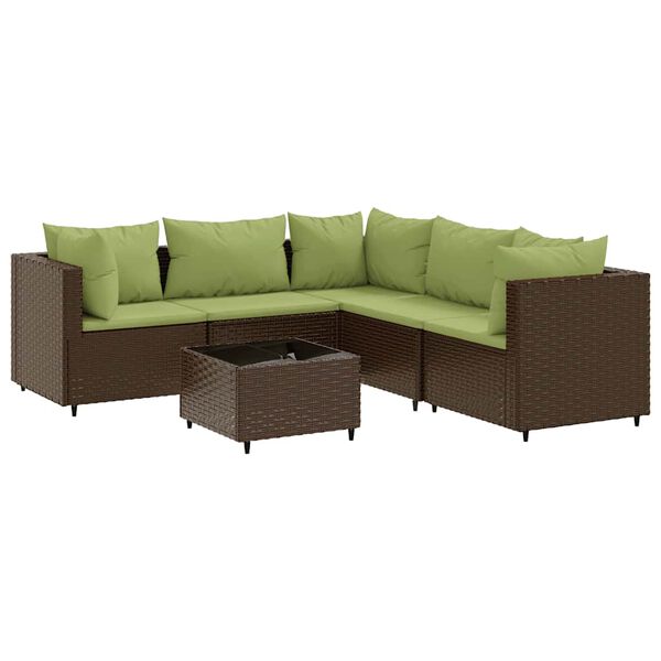 vidaXL Set muebles de jardín 6 piezas y cojines ratán sintético marrón