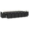 vidaXL Set comedor de jard&iacute;n 17 pzas con cojines rat&aacute;n sint&eacute;tico negro