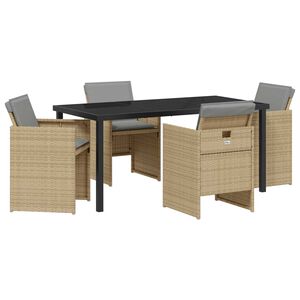 vidaXL Conjunto de Comedor de Jard&iacute;n 5 pcs Beige rat&aacute;n sint&eacute;tico