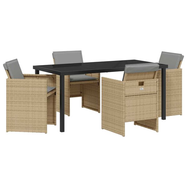 vidaXL Conjunto de Comedor de Jard&iacute;n 5 pcs Beige rat&aacute;n sint&eacute;tico
