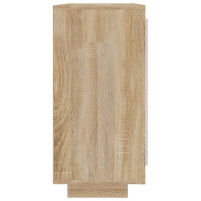vidaXL Aparador madera contrachapada blanco y roble Sonoma 92x35x75 cm