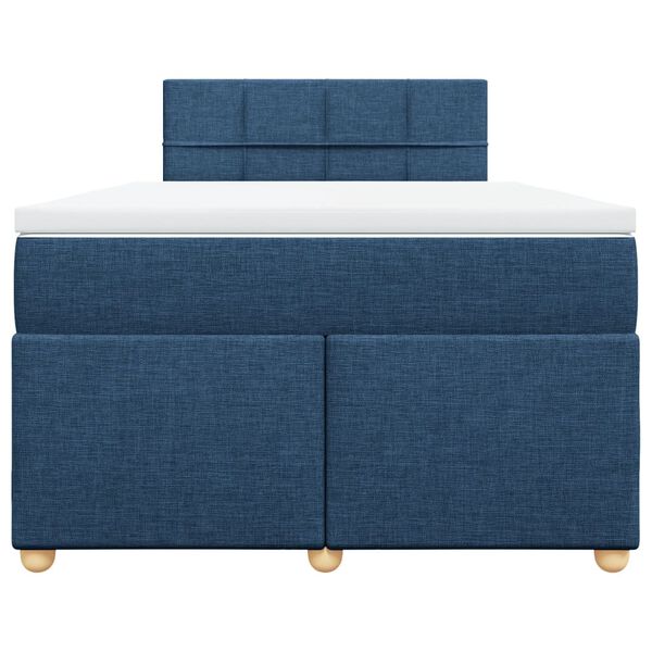 vidaXL Cama box spring con colch&oacute;n tela azul 120x200 cm