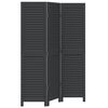 vidaXL Biombo separador de 3 paneles madera maciza Paulownia negro