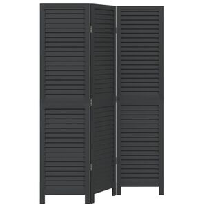 vidaXL Biombo separador de 3 paneles madera maciza Paulownia negro