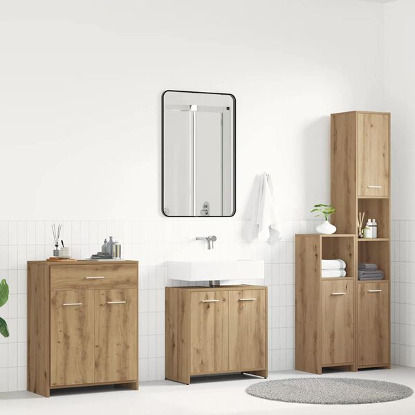 vidaXL Juego de muebles baño 4 piezas madera ingeniería roble artisan