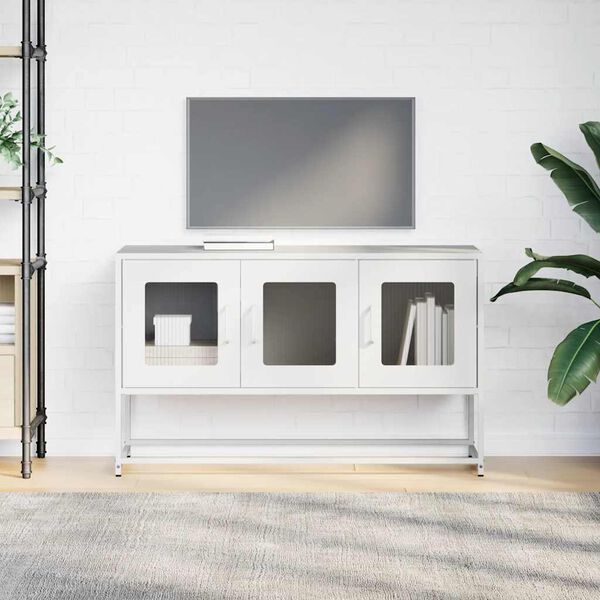 vidaXL Mueble para TV acero laminado en fr&iacute;o blanco 100,5x39x60,5 cm