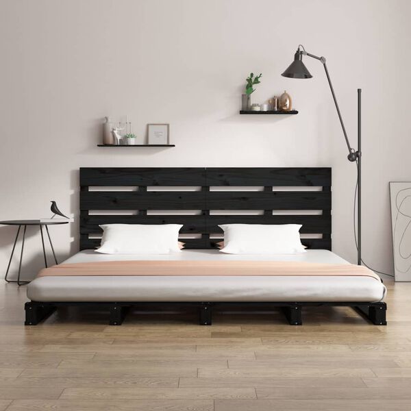 vidaXL Estructura de cama madera maciza de pino negro 120x190 cm