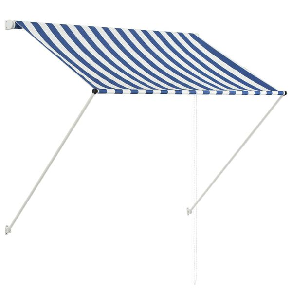 vidaXL Toldo retráctil azul y blanco 100x150 cm