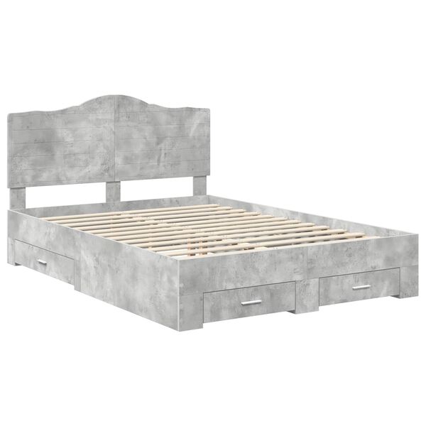 vidaXL Estructura de cama con cabecera Gris Concreto 150 x 200 cm