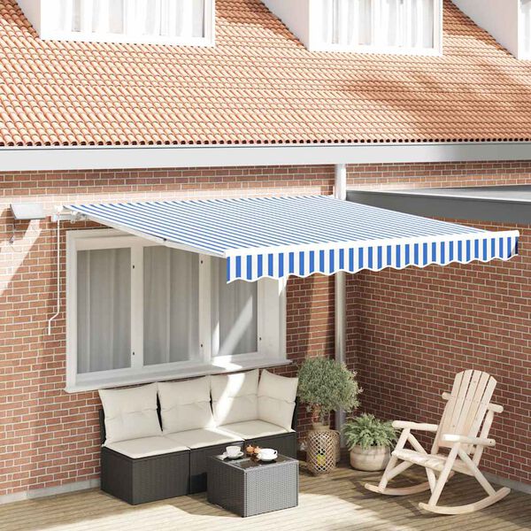 vidaXL Toldo Retr&aacute;ctil Manual Azul y 350 x 250 cm Poli&eacute;ster y Aluminio