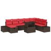 vidaXL Conjunto de sof&aacute; de jard&iacute;n 9 uds. Marr&oacute;n rat&aacute;n sint&eacute;tico