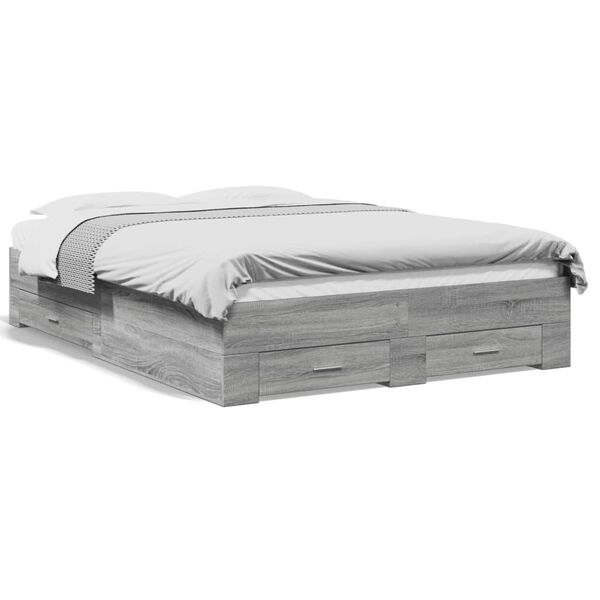 vidaXL Cama con cajones madera ingenier&iacute;a gris Sonoma 120x200 cm