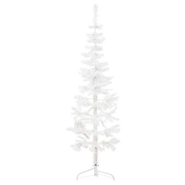 vidaXL Medio &aacute;rbol de Navidad artificial con soporte blanco 180 cm