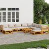 vidaXL Set muebles jardín 11 pzas madera maciza y cojines gris claro