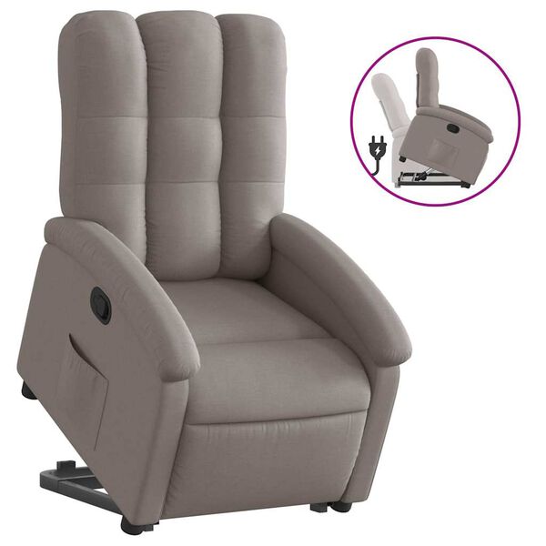 vidaXL Sill&oacute;n reclinable elevable tela gris taupe
