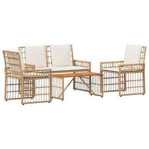 vidaXL Juego de muebles de exterior 4 pcs Natural y Crema